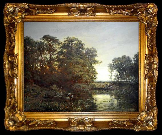 framed  Charles Francois Daubigny Landscape with a pond, ta009-2